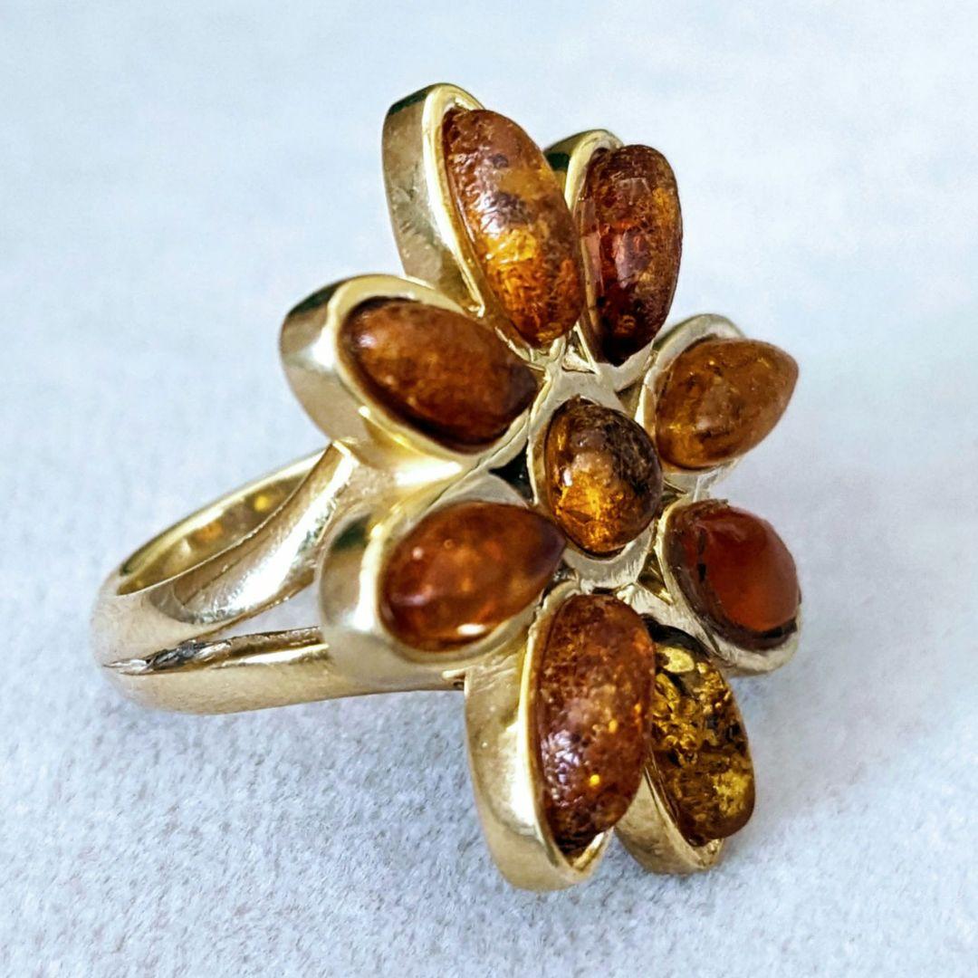 ☆NEW☆トルコ製 天然石 リング（琥珀）Silver925