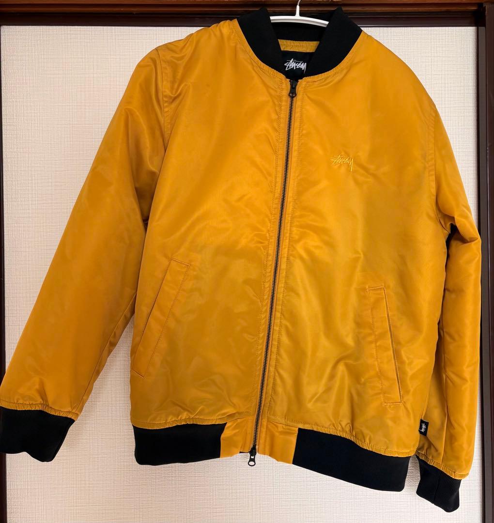 ステューシー　刺繍ロゴ　ダブルジップ　フライトジャケット　MA-1　中綿