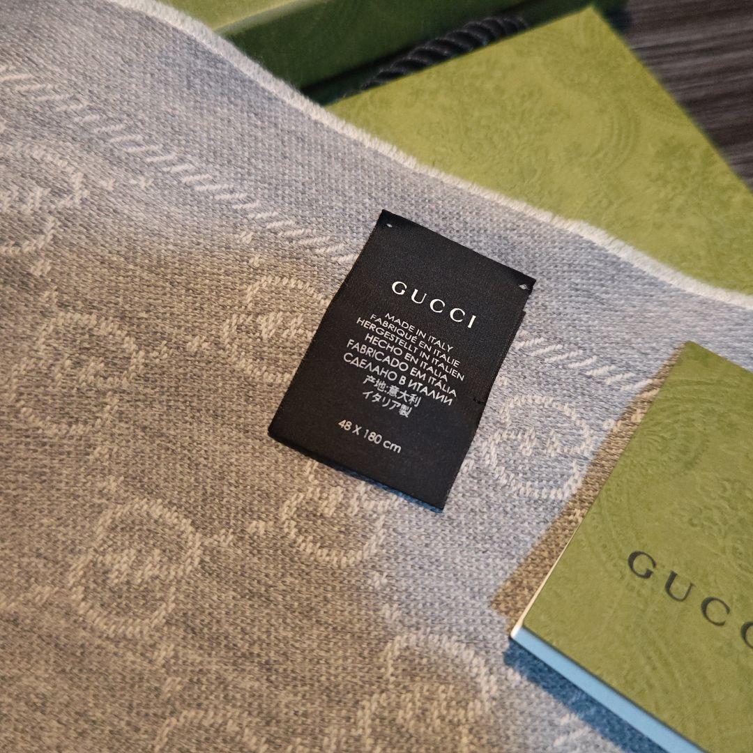 ❤新品箱袋付❤GUCCI マフラー ストール ショール スカーフ❤ライトグレー❤