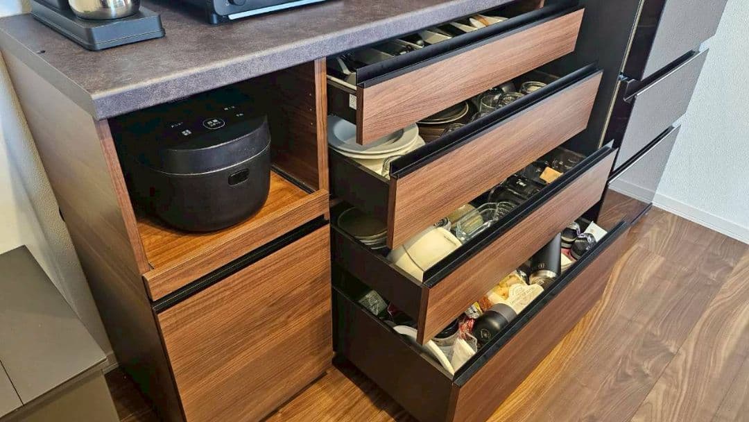 【値下げしました】パモウナ　カップボード　ウォールナット　120cm