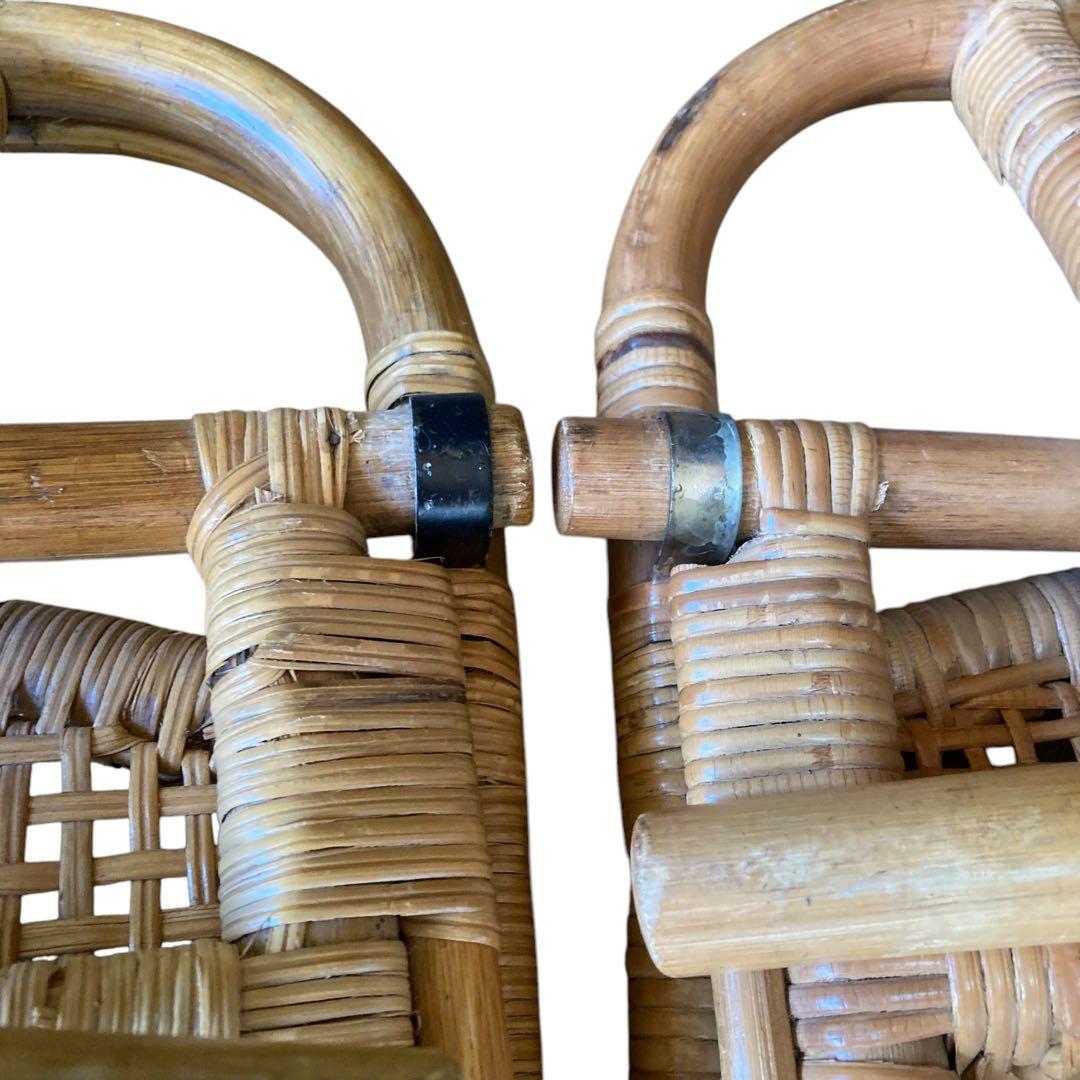 ラタン　折り畳み座椅子　4脚セット