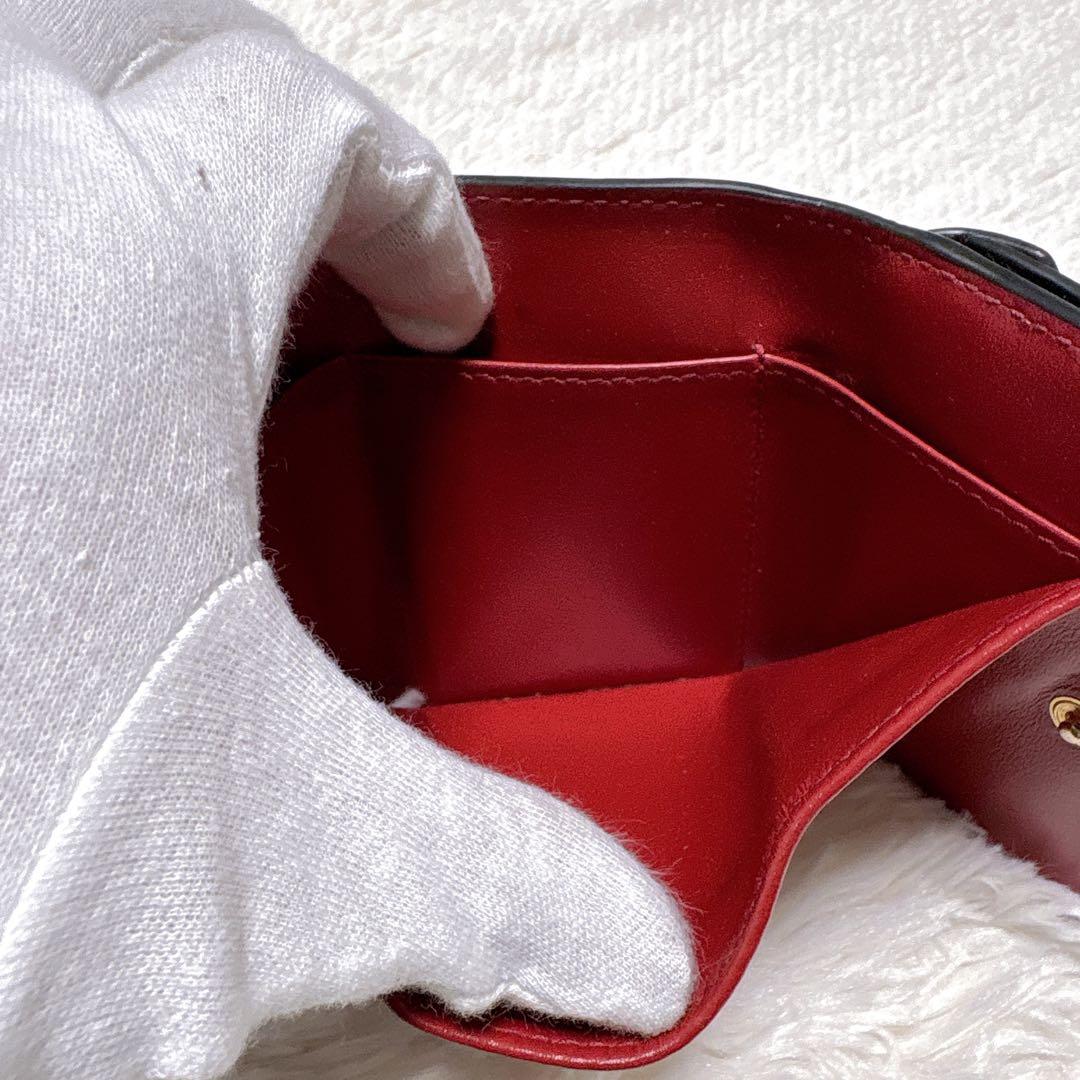 ♡美品♡PRADA プラダ 三つ折り財布 レター バイカラー ブラック レッド