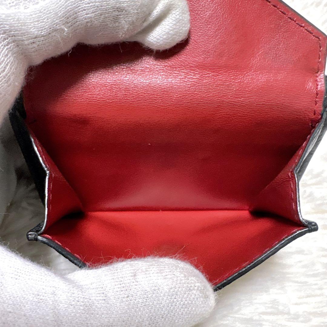 ♡美品♡PRADA プラダ 三つ折り財布 レター バイカラー ブラック レッド