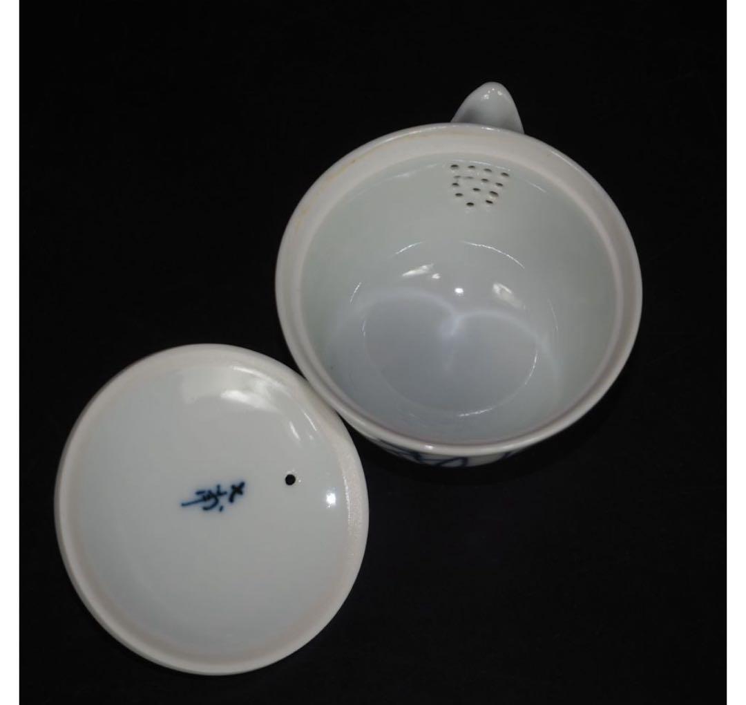 送料無料 京焼　七甫造　色絵青花玉露茶器揃　小振り・手描き・精巧作り　煎茶道具