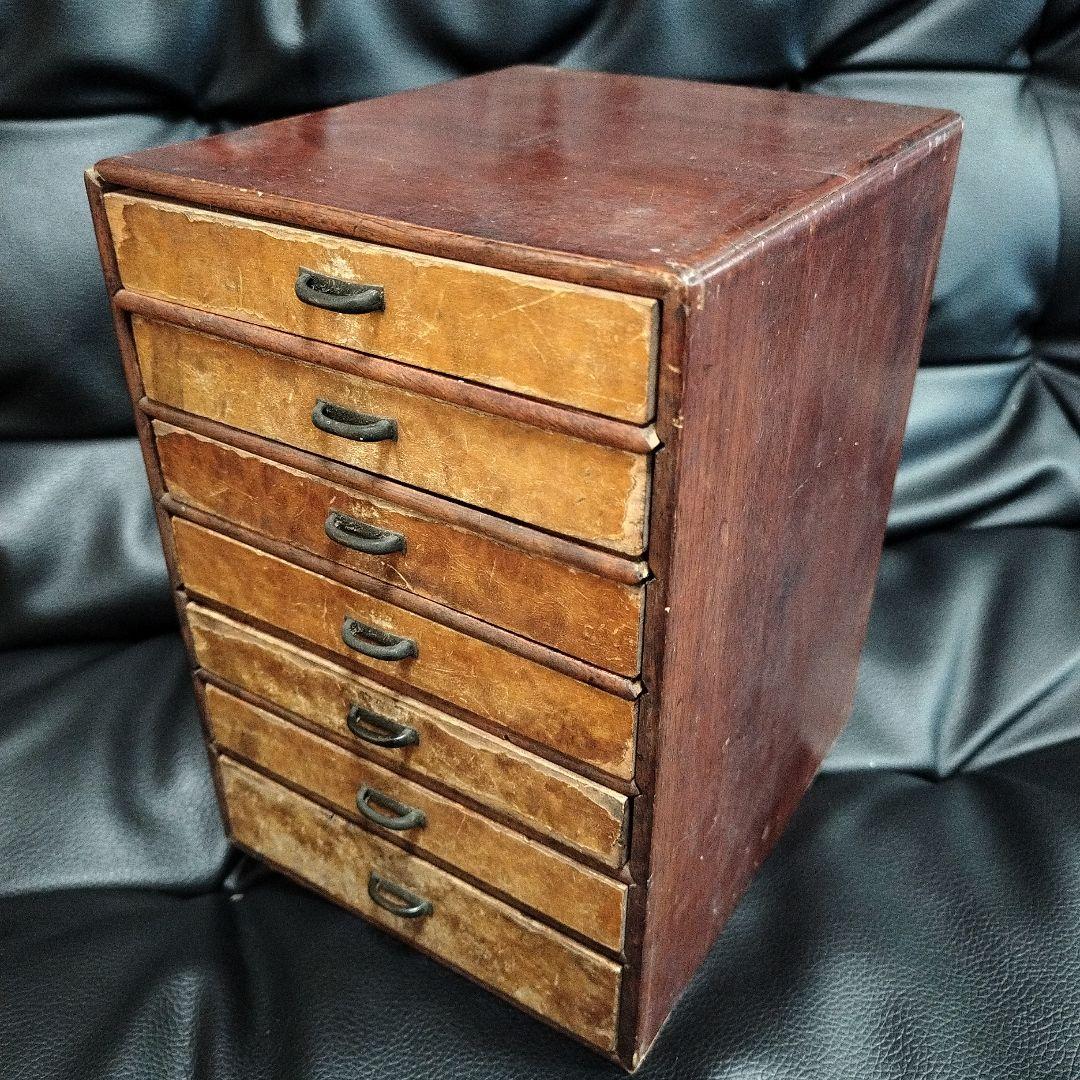 アンティーク 小物入れ 7段 木製 レトロ 棚