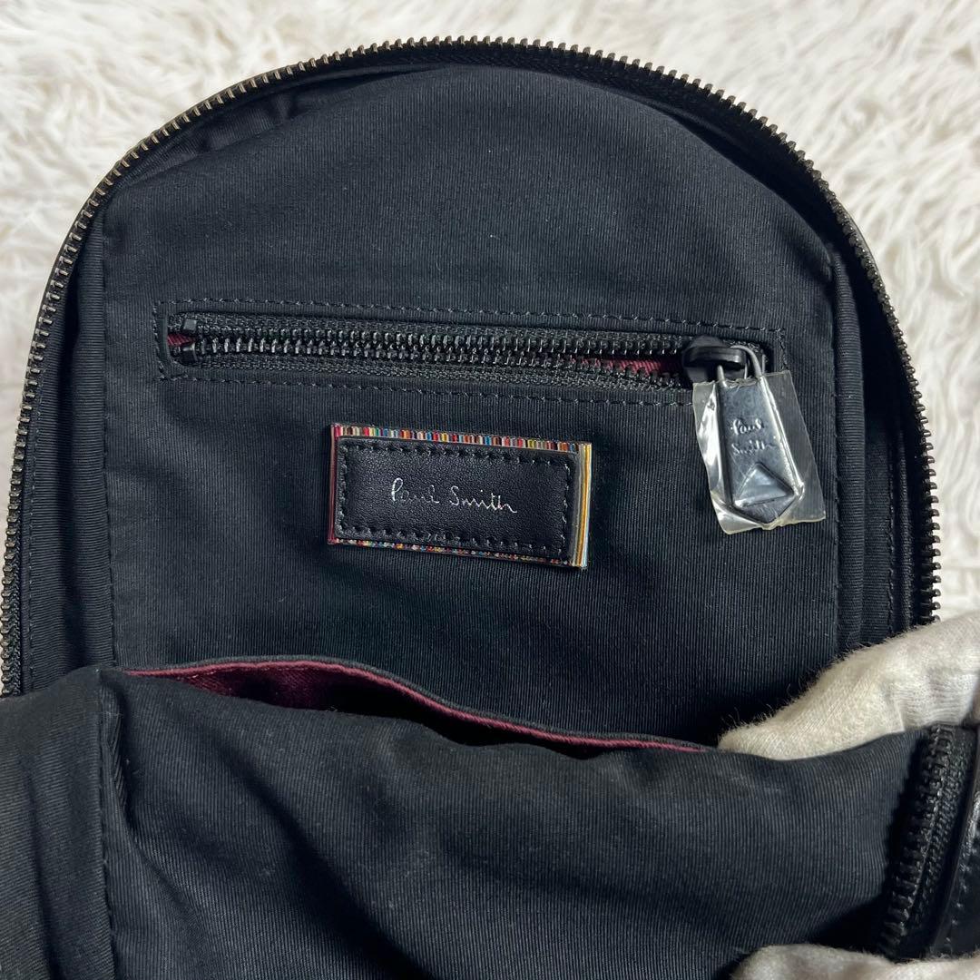 極美品 近年モデル ポールスミス ナイロン×マルチストライプ ボディバッグ 黒