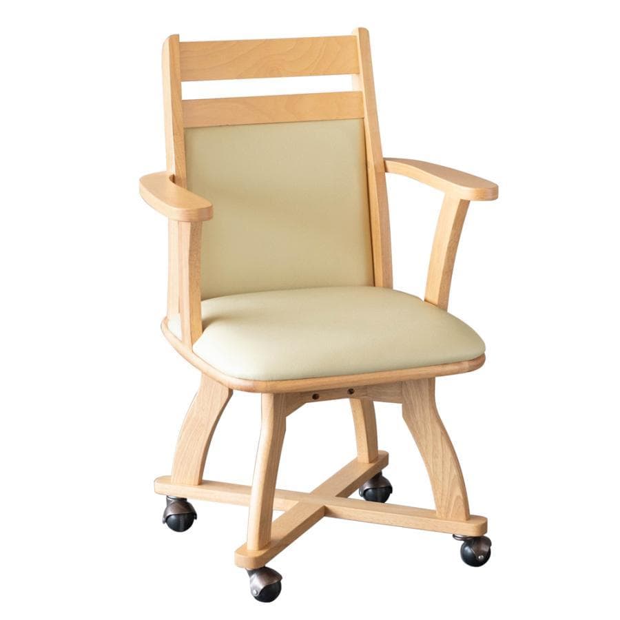 GLI DC PV　6脚　回転式ダイニングチェア　肘付アーム　ナチュラル