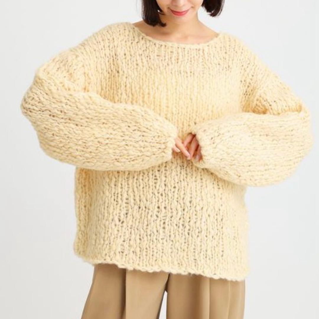 【バビロン】ハンドニットプルオーバー/新品未使用/ボリュームニット/アイボリー