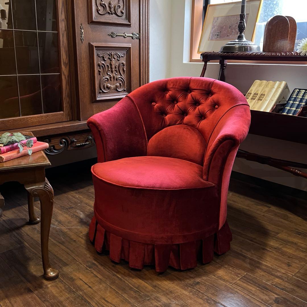 k224r119 横浜ダニエル ティファ二ー 赤いベルベットの シングルソファ