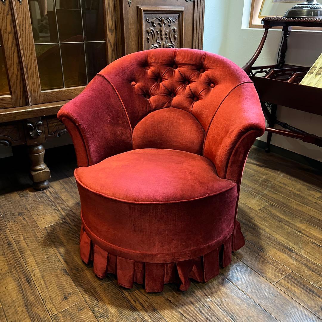 k224r119 横浜ダニエル ティファ二ー 赤いベルベットの シングルソファ