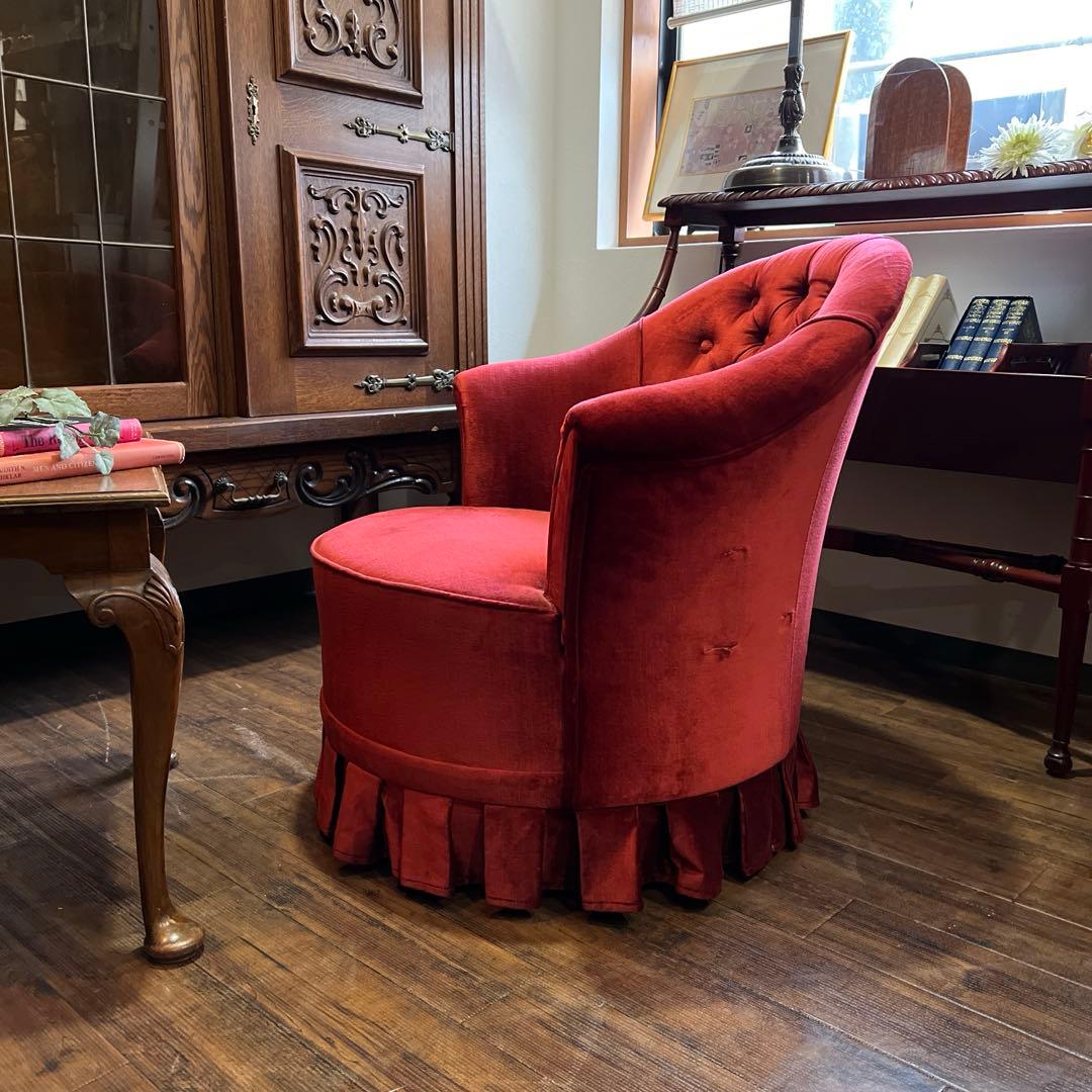 k224r119 横浜ダニエル ティファ二ー 赤いベルベットの シングルソファ