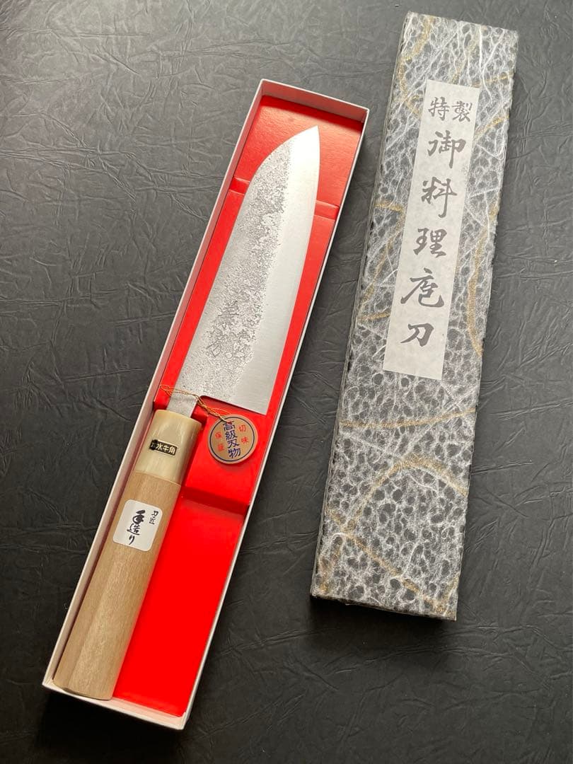 稀少★兼房　本水牛角仕様 高級槌目包丁