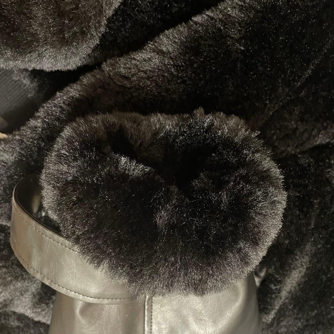 snidel ファー付きブラックレザージャケット