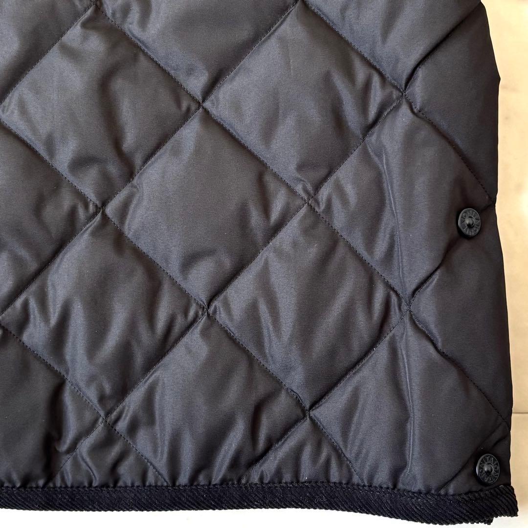 美品　タイオン　パイピングノーカラーキルティングコート　コーデュロイ　ロゴボタン