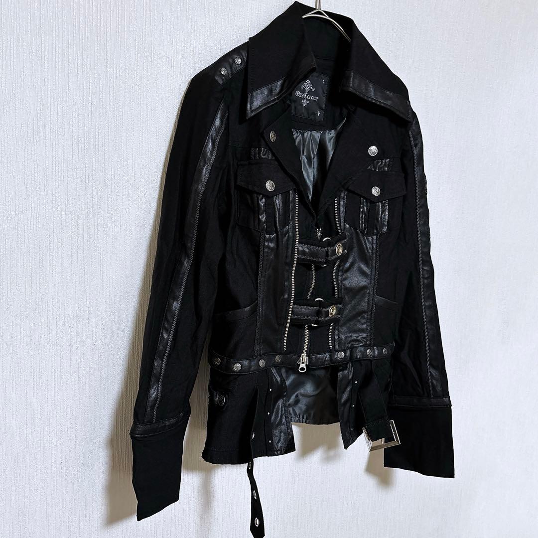 極美品 オッズクローチェ ライダースジャケット ドラゴン刺繍 ジップジャケット