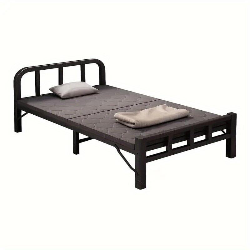 幅 80cm ブラック 折りたたみベッド 組み立て不要 屋内屋外対応