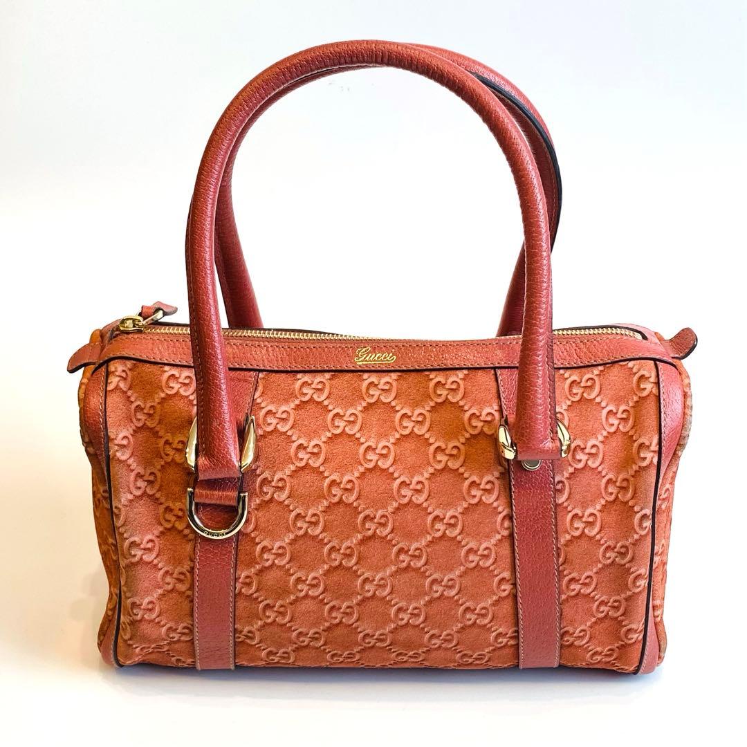 グッチ　GUCCI　ミニボストンバッグ　ハンドバッグ　gg柄　スウェード