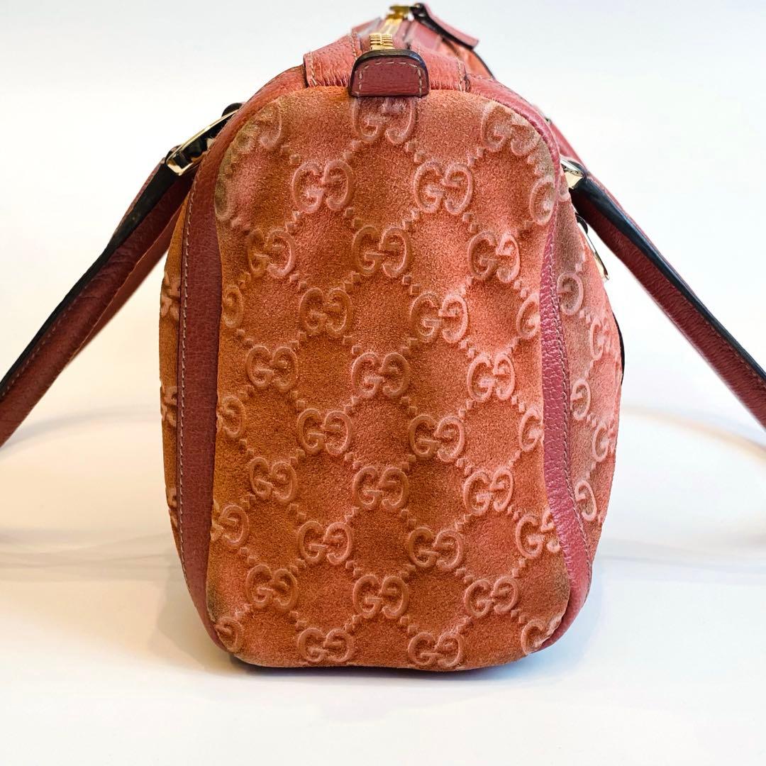 グッチ　GUCCI　ミニボストンバッグ　ハンドバッグ　gg柄　スウェード