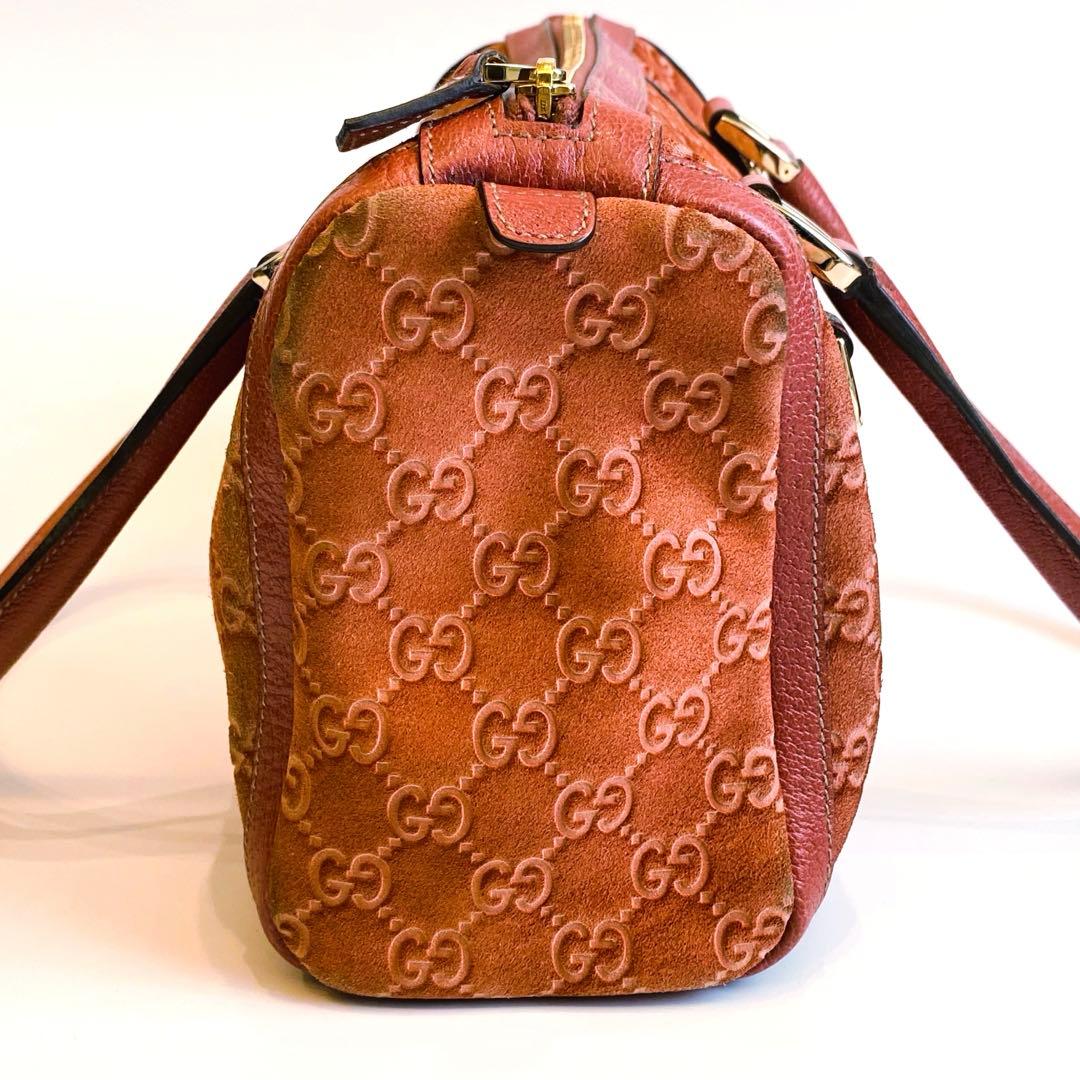 グッチ　GUCCI　ミニボストンバッグ　ハンドバッグ　gg柄　スウェード