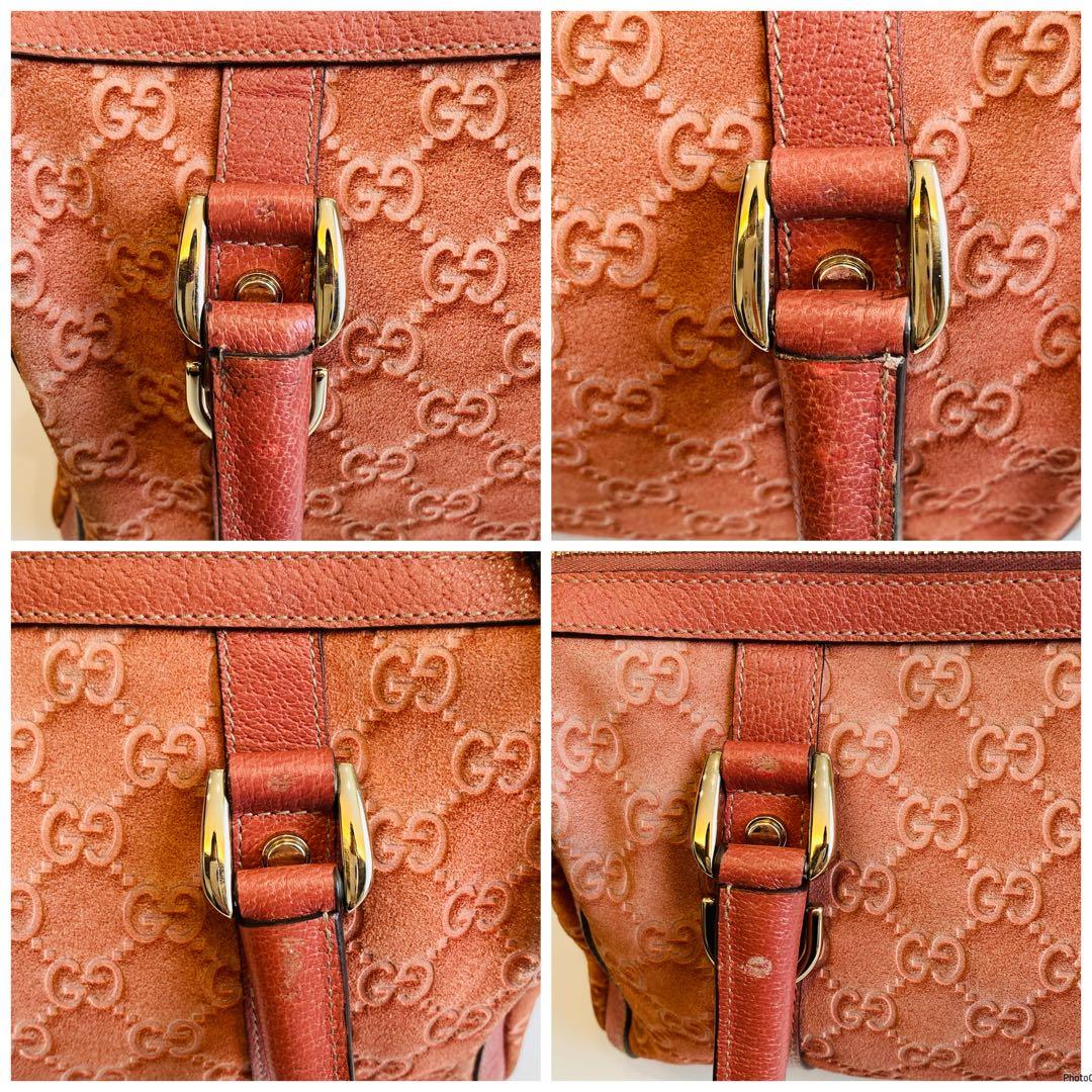 グッチ　GUCCI　ミニボストンバッグ　ハンドバッグ　gg柄　スウェード