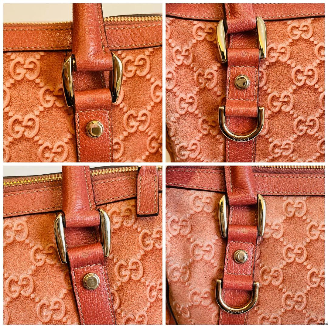 グッチ　GUCCI　ミニボストンバッグ　ハンドバッグ　gg柄　スウェード