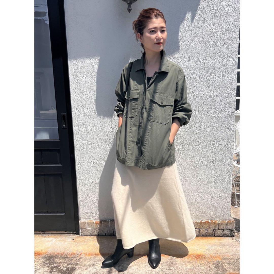 スピック＆スパン　リップストップミリタリーシャツブルゾン　カーキ　ベイクルーズ