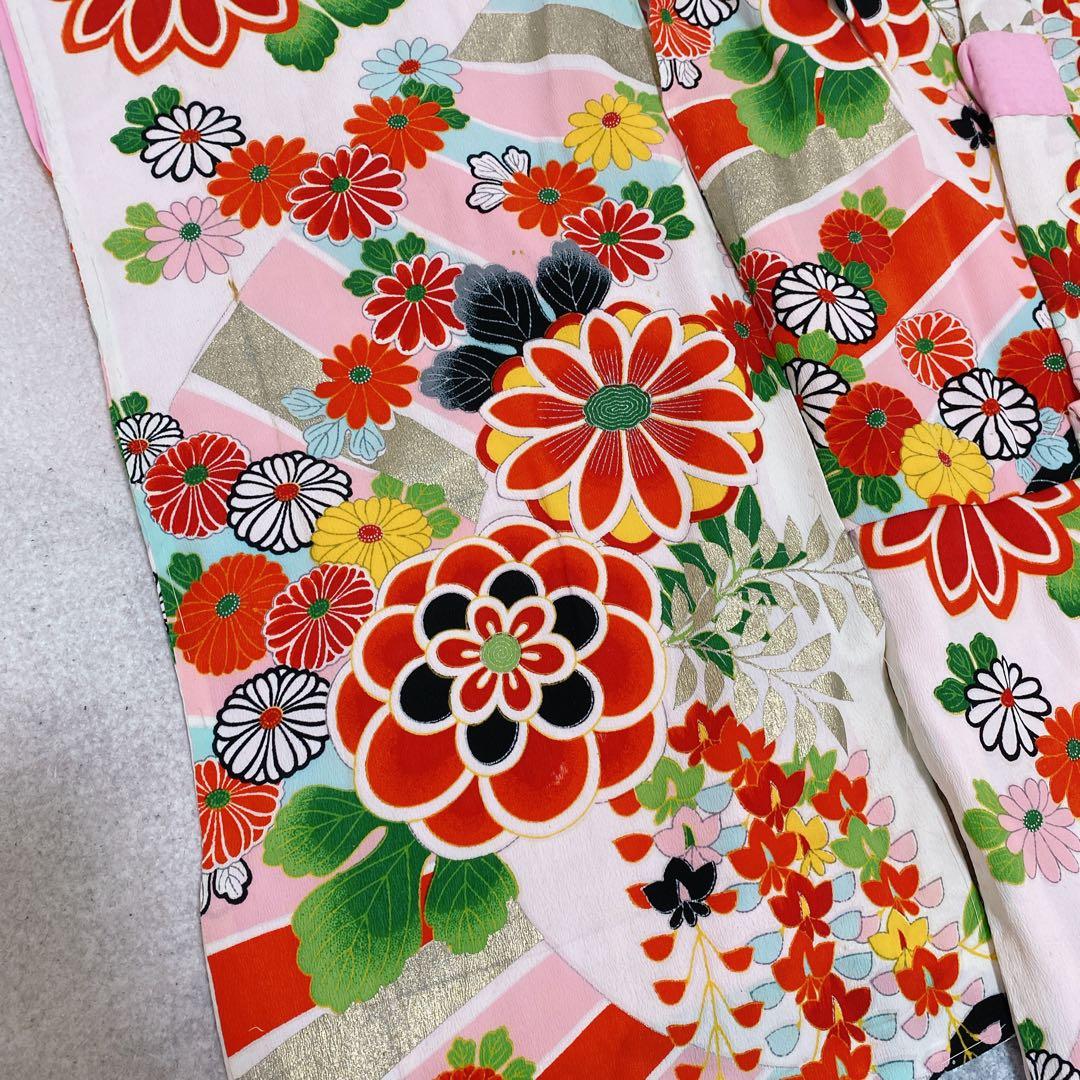 七五三 5歳 6歳 小さめ7歳 アンティーク 着物 帯 バッグ 草履 セット