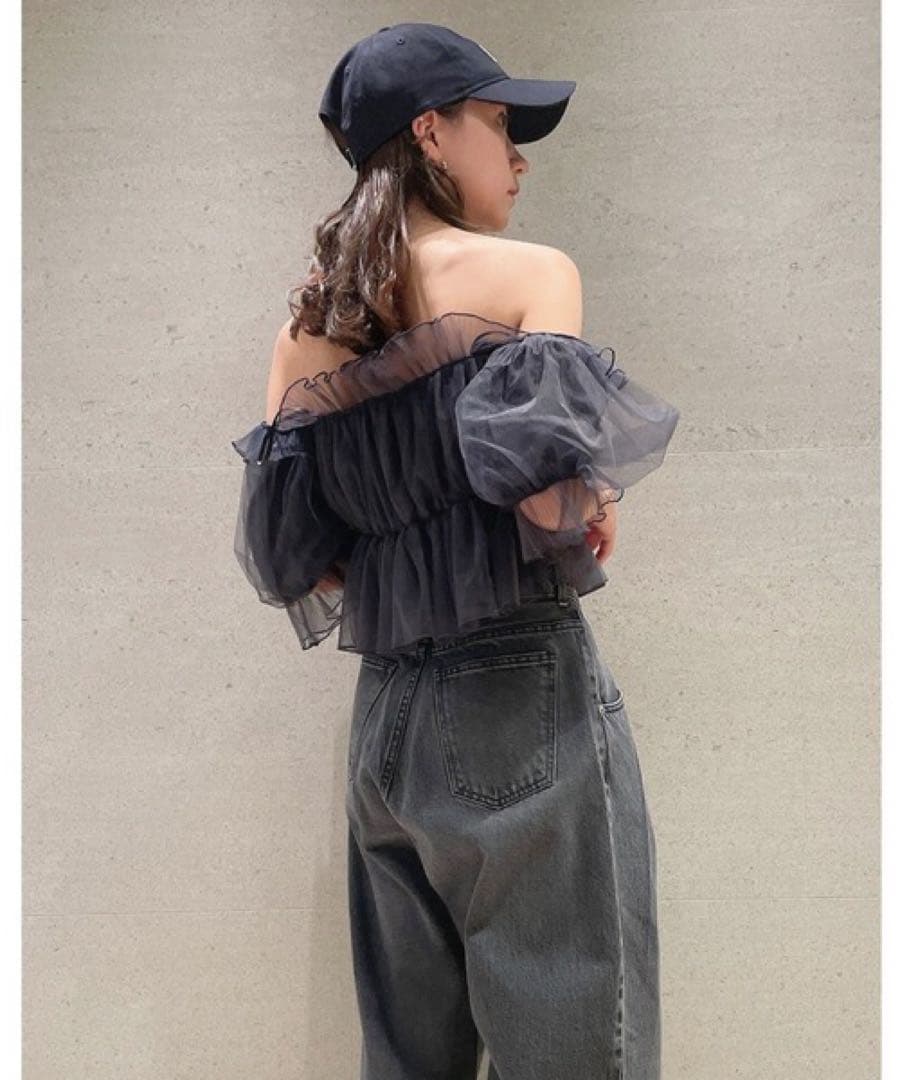 SNIDEL ボリュームギャザーフリルオフショルブラウス