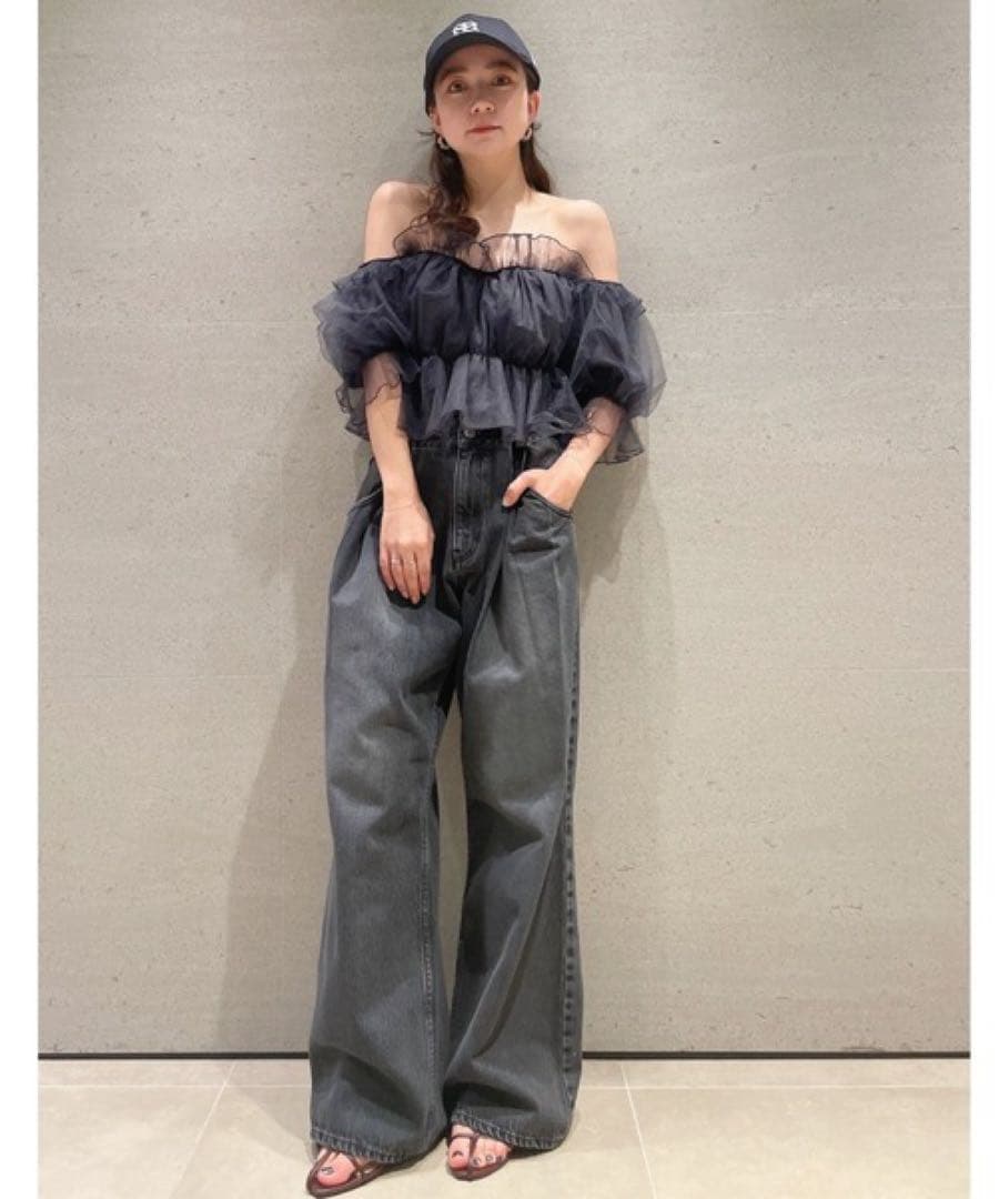 SNIDEL ボリュームギャザーフリルオフショルブラウス