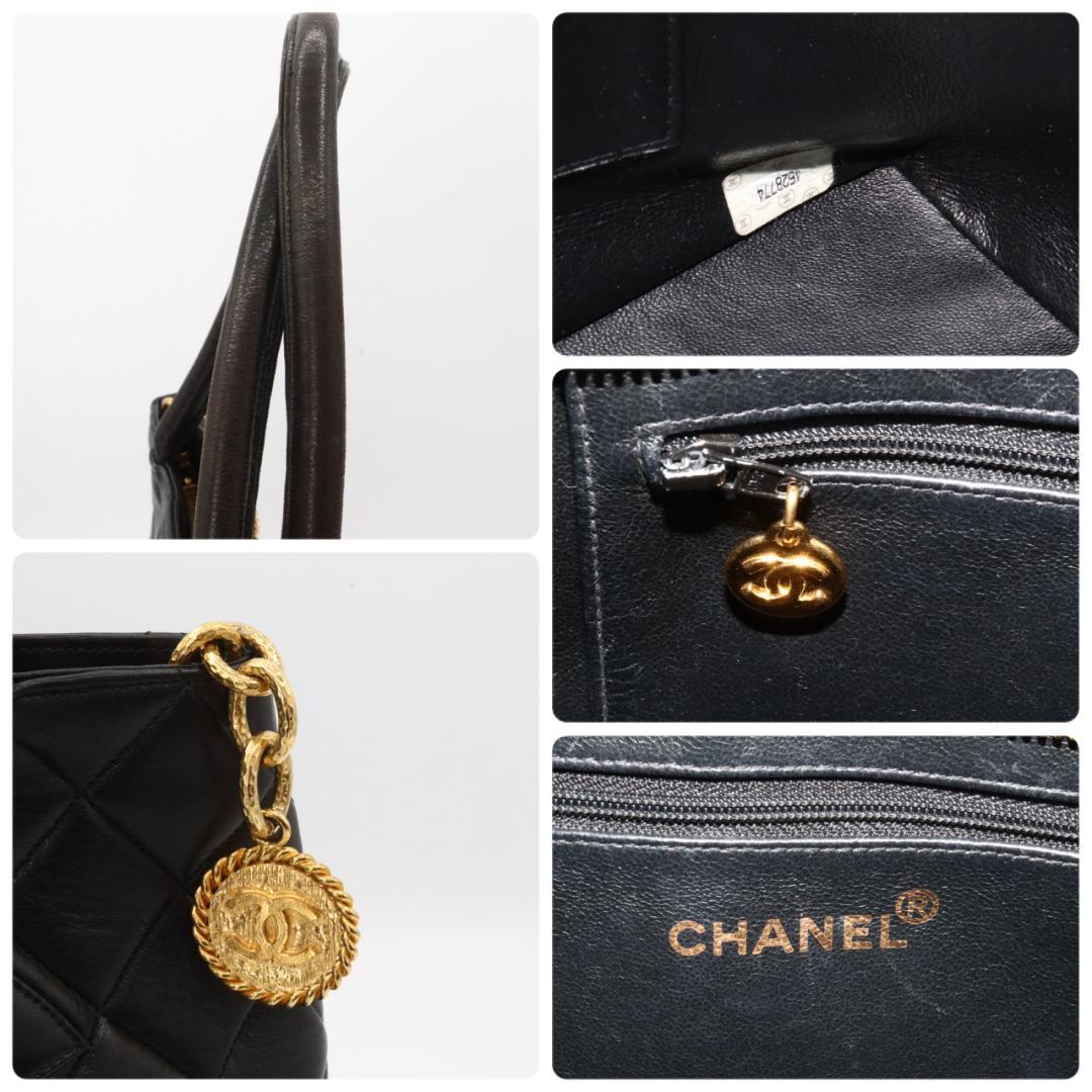 シャネル　ラムスキン　マトラッセ　復刻トートバッグ　ココマーク　ブラック