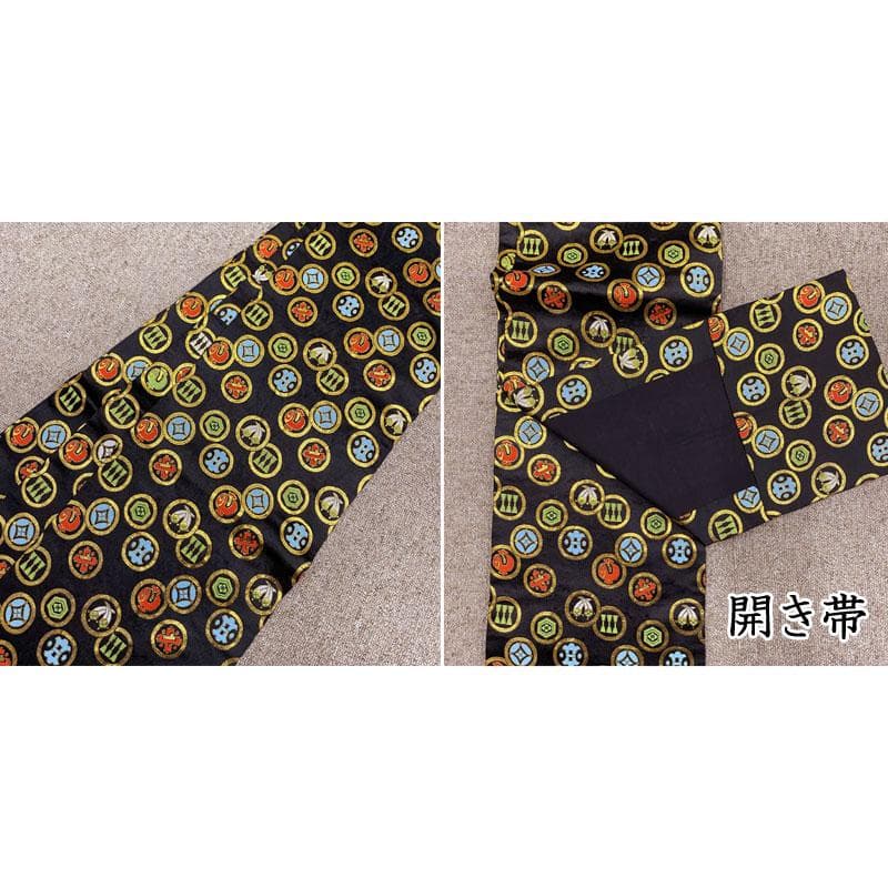 508ag51◎七五三 七歳 女児 アンティーク着物&開き帯&長襦袢 瑠璃色◎