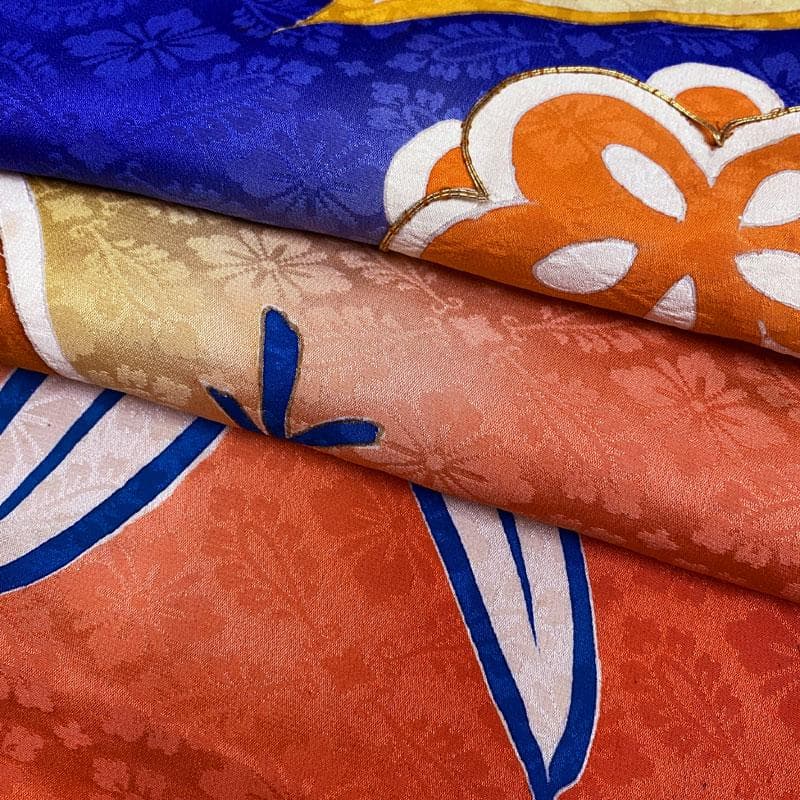 508ag51◎七五三 七歳 女児 アンティーク着物&開き帯&長襦袢 瑠璃色◎