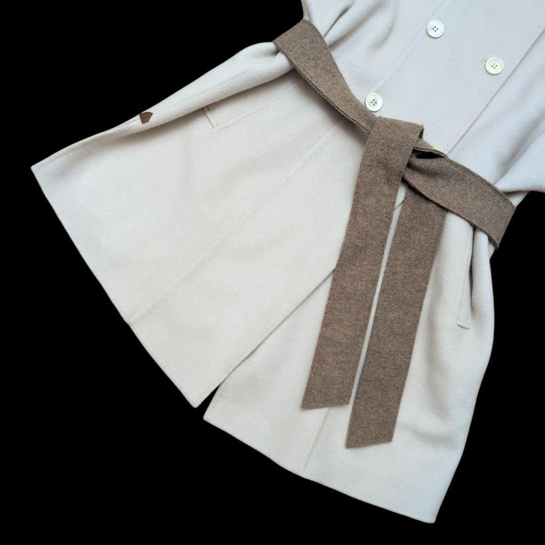 【美品 ベルト付き】モラビト　カシミヤタッチ　ショートスリーブコート　アイボリー