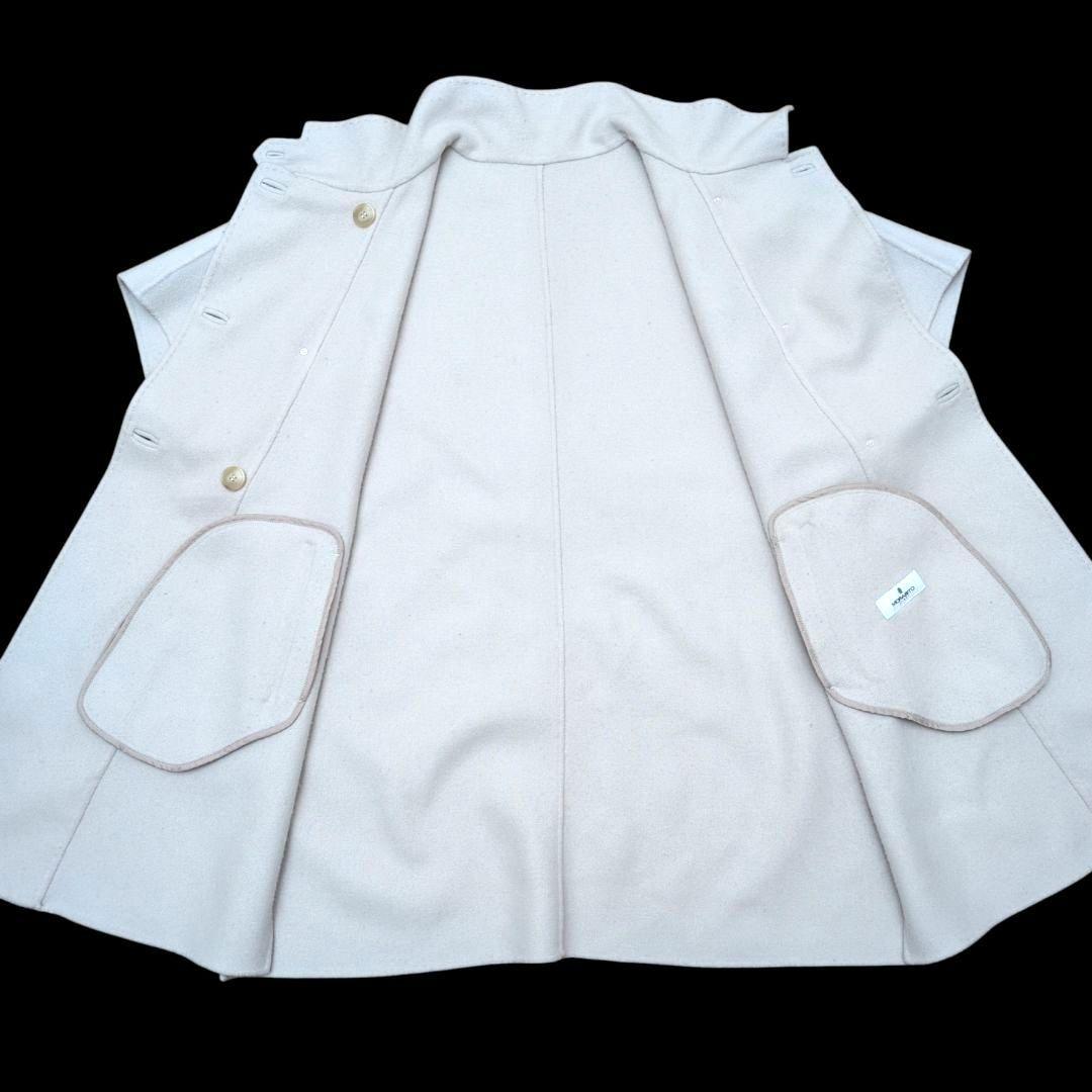 【美品 ベルト付き】モラビト　カシミヤタッチ　ショートスリーブコート　アイボリー