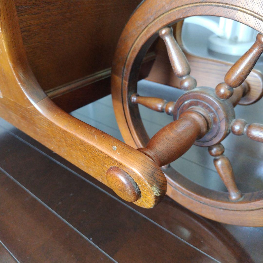 【レア】オールドカリモク レトロ 天然木 手押し車 一輪車 大型