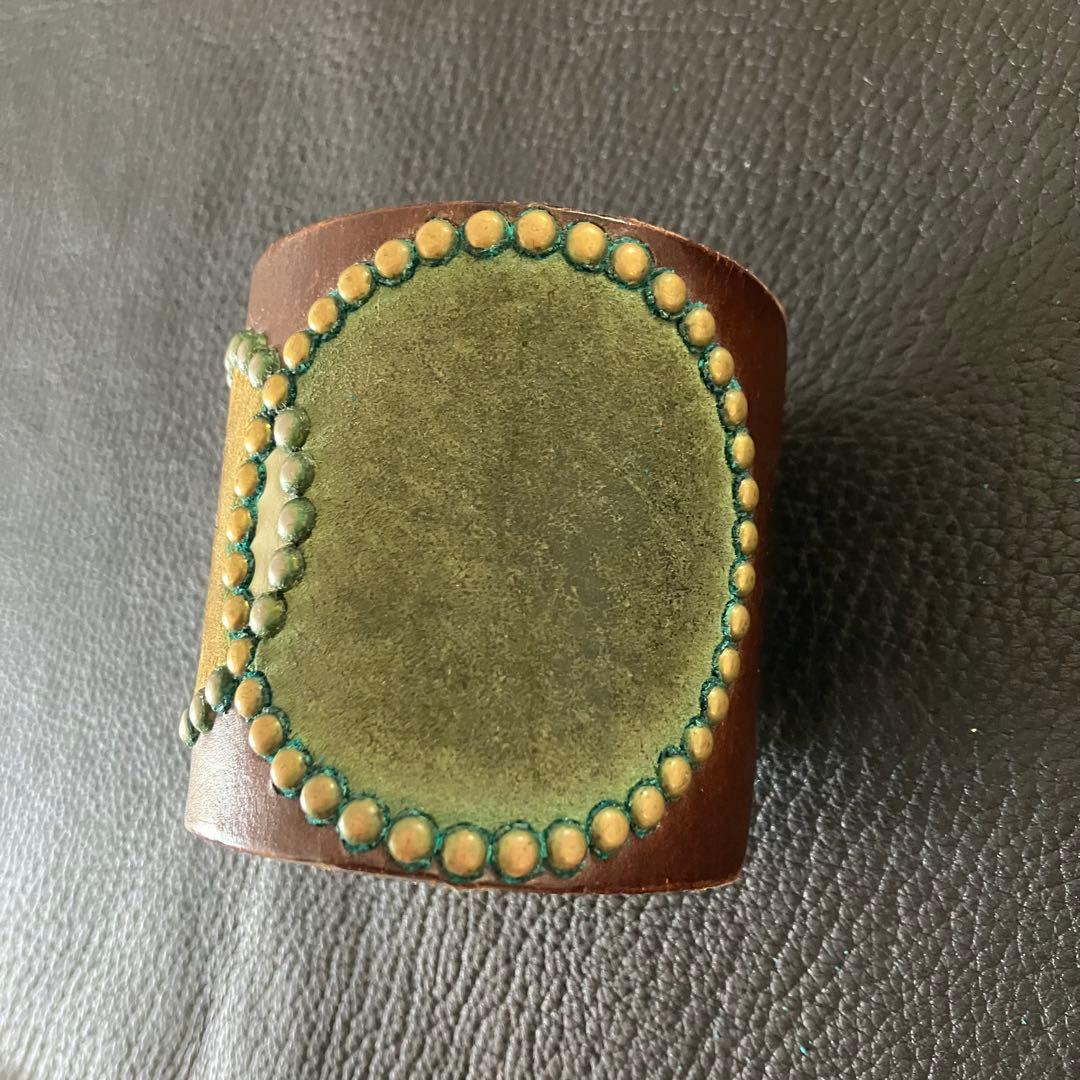 WOLF'SHEAD ウルフズヘッド 70mmサークルスタッズ ブレスレット 茶