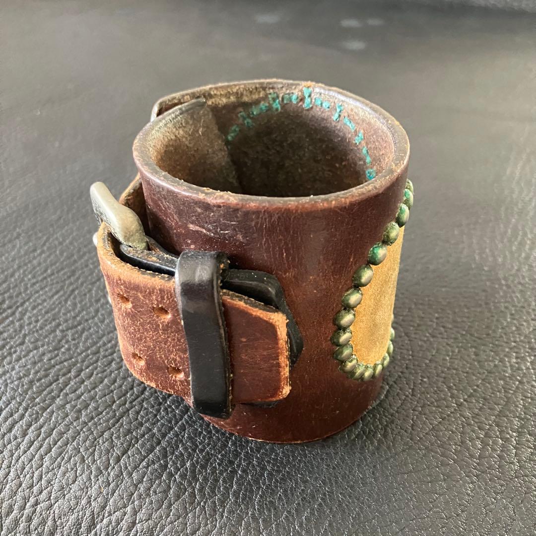 WOLF'SHEAD ウルフズヘッド 70mmサークルスタッズ ブレスレット 茶