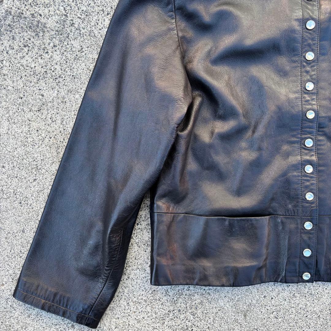 agnes b. SPECIAL レザーカーディガン ノーカラーレザージャケット