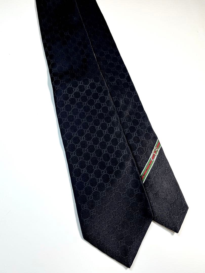 名作✨極美品✨GUCCI ネクタイ 艶あり　GG柄 シェリーライン　ベルト柄