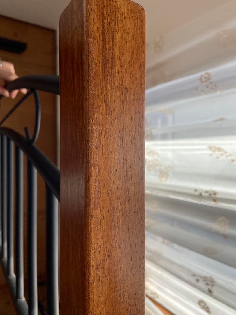 ダブルベッドフレーム スチール 木製ヘッドボード