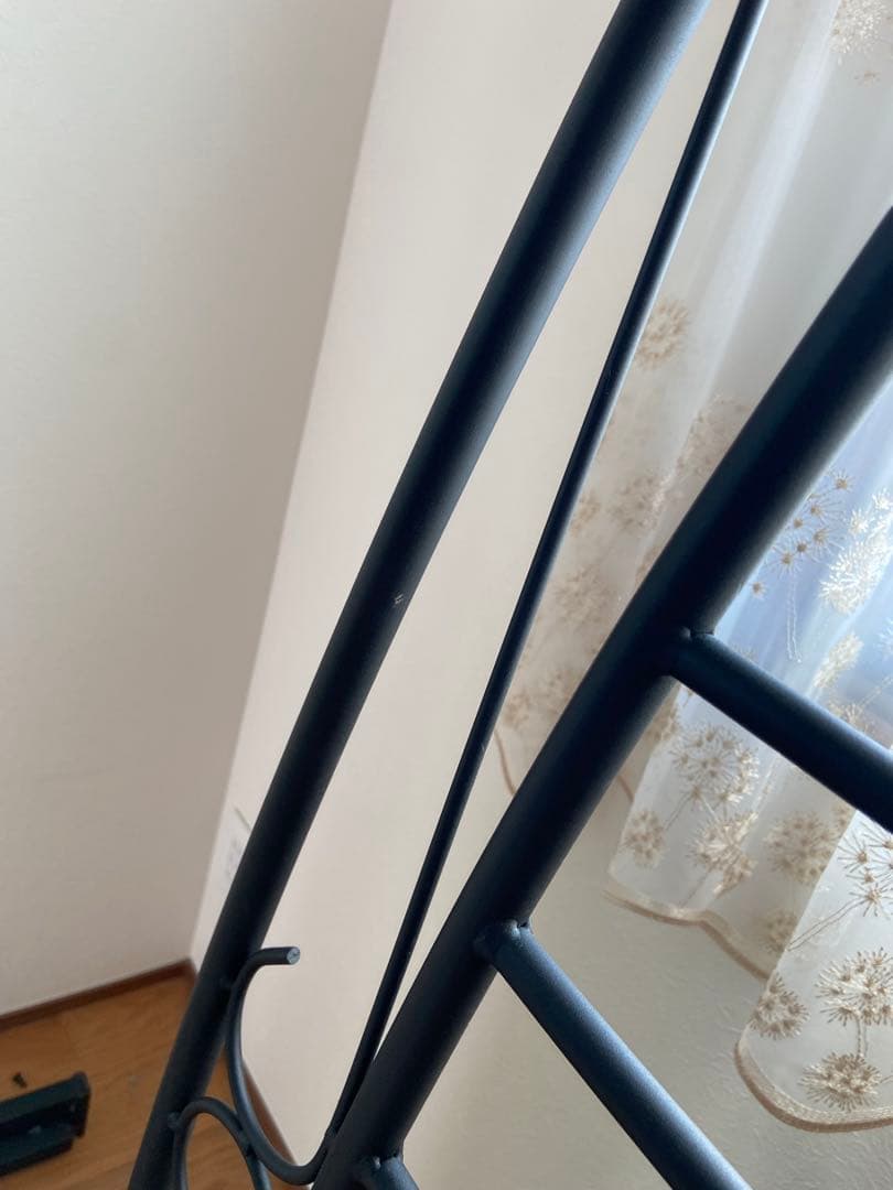 ダブルベッドフレーム スチール 木製ヘッドボード