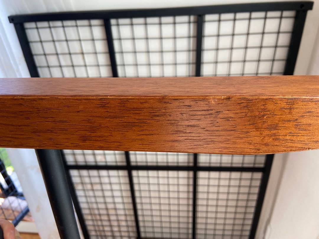 ダブルベッドフレーム スチール 木製ヘッドボード