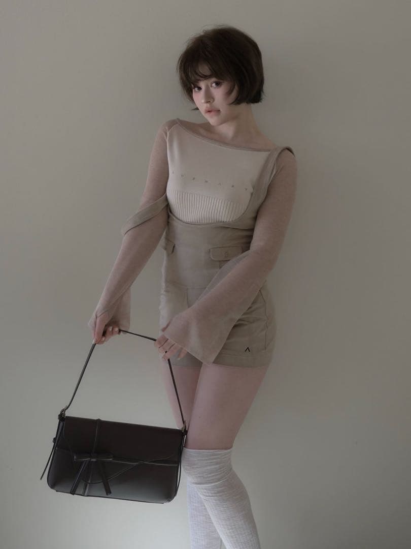 【ANDMARY】Amari knit tops mocha brown