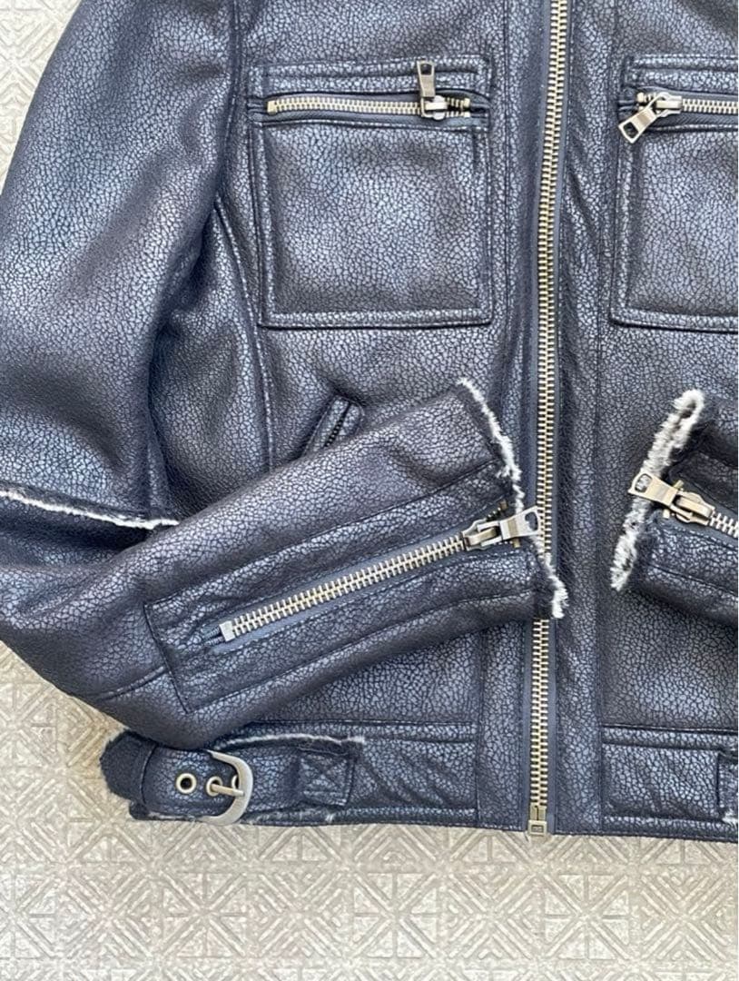 Y2K OPIUM 短丈 ファー コーティング ジャケット 裏原 平成ギャル