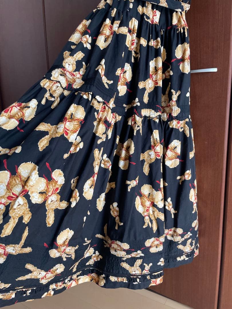 ピンクハウス ❣️黒地にうさぎ柄ワンピース