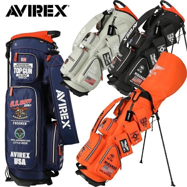 新品 AVIREX アヴィレックスゴルフ スタンド キャディバッグ オレンジ