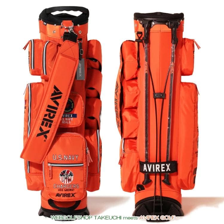新品 AVIREX アヴィレックスゴルフ スタンド キャディバッグ オレンジ