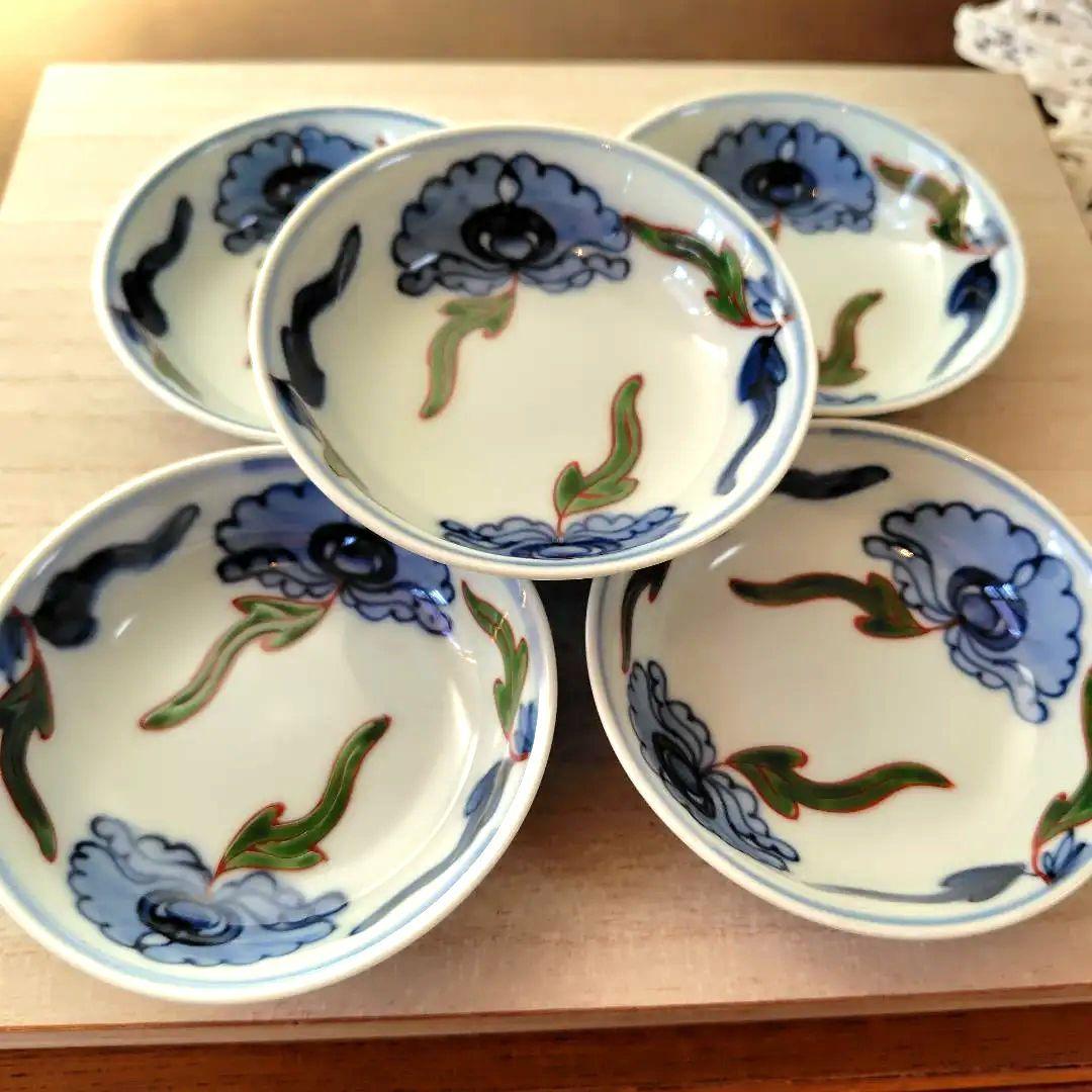 源右衛門牡丹手描き小皿5枚