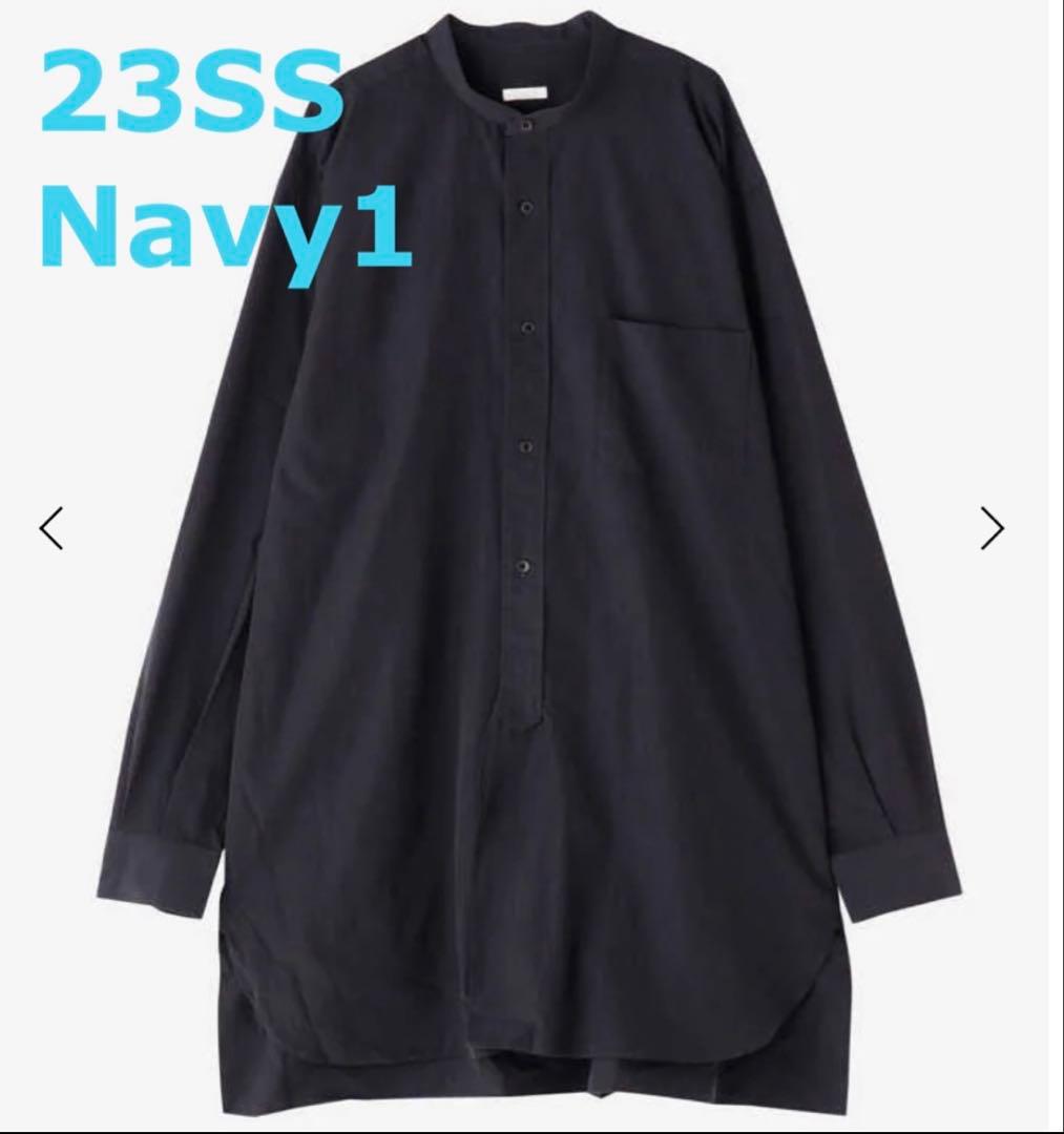 23SS comoli バンドカラーシャツ　Navy 1