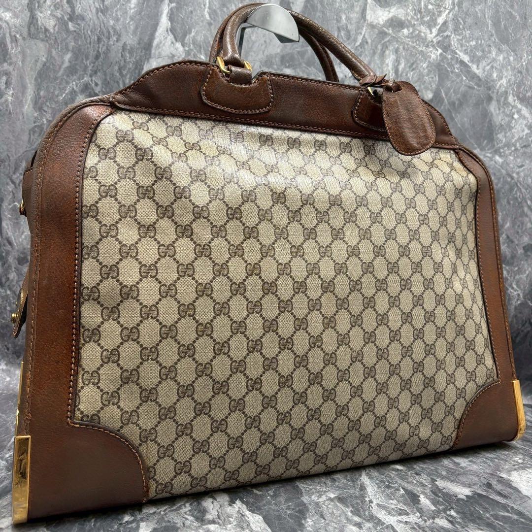 ✨美品✨GUCCI GG ボストンバッグ ハンド ブラウン レザー ロゴ 金具